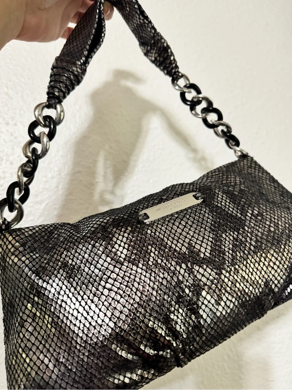 Michael Kors Metallic Black Chain Shoulder Bag